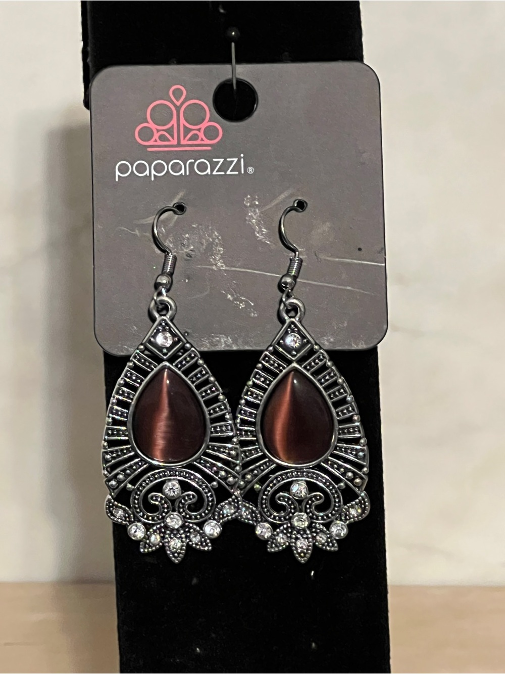 Paparazzi Purple Teardrop Filigree Statement Earrings